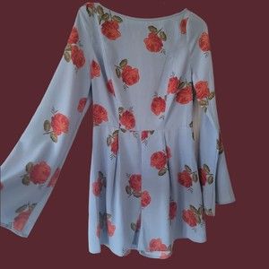 Urban Outfitters Heaven Floral Lace up back Romper LARGE‎